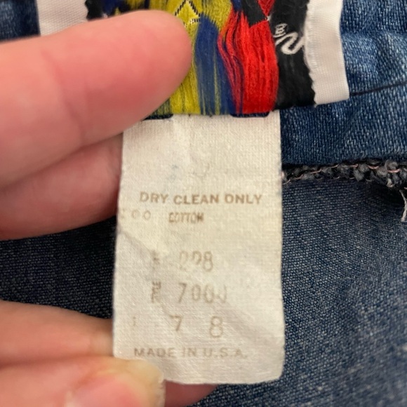 St Barth's Denim Ruffle Puff Sleeve Vintage Womens Dress Size 7/8 80s 90s - Picture 8 of 10